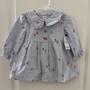 Carter's Light Blue Dress with Floral Embroidery